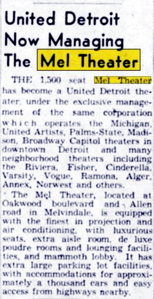Mel Theatre - Aug 1942 Article